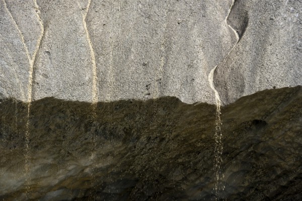 Meltwater at a glacier cave, underground glacier stream, Castner Glacier, Delta Range, Alaska Range, Richardson Highway, Alaska, USA
