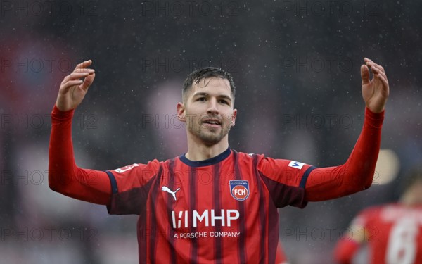 Goal celebration Marvin Pieringer 1. FC Heidenheim 1846 FCH (18) Voith-Arena, Heidenheim, Baden-Württemberg, Germany