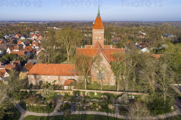 Aerial view of Alexander church, Wildeshausen, Lower Saxony, Germany