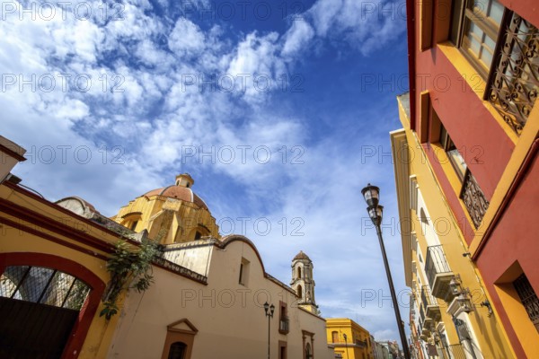Oaxaca, Mexico, Scenic old city streets and colorful colonial buildings in historic city center