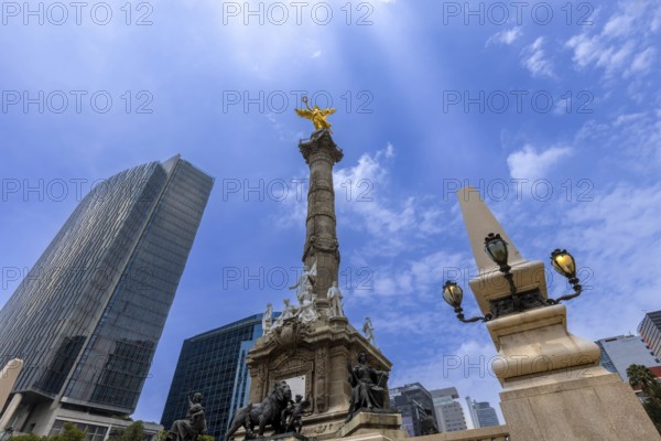 Mexico City tourist attraction Angel of Independence column near financial center and El Zocalo