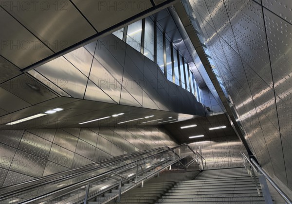 Benrather Straße subway station, Werhahn line, designed by artist Thomas Stricker, Düsseldorf, North Rhine-Westphalia, Germany