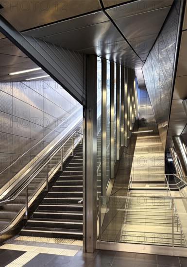 Benrather Straße subway station, Werhahn line, designed by artist Thomas Stricker, Düsseldorf, North Rhine-Westphalia, Germany