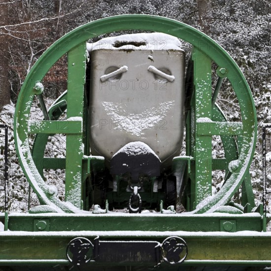 Loading station of the former Jupiter colliery in winter, Bergbauwanderweg Muttental, Witten, Ruhr area, North Rhine-Westphalia, Germany