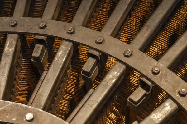 Detail historical machine for making matches, Tändsticksmuseet match museum or match museum, Jönköping, Jönköpings län, Sweden