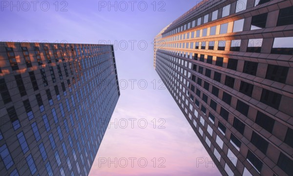 USA, Scenic Boston downtown financial district city skyline and skyscrapers