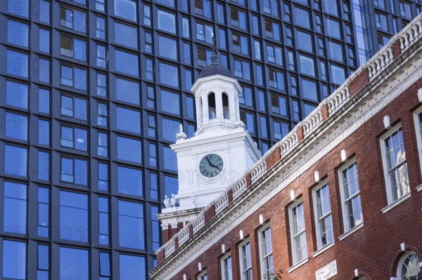 USA, streets of Portland city downtown, financial center and Pioneer Village district