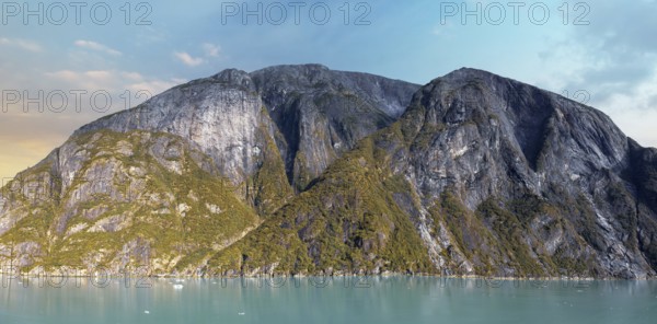 Cruise to Alaska, cruise ship sailing through scenic landscapes, mountains and lakes