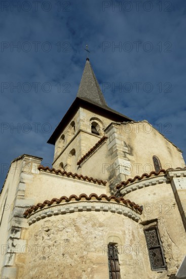 Mazerier village. Painted church St. Saturninus Church. Allier department, Auvergne Rhone Alpes, France