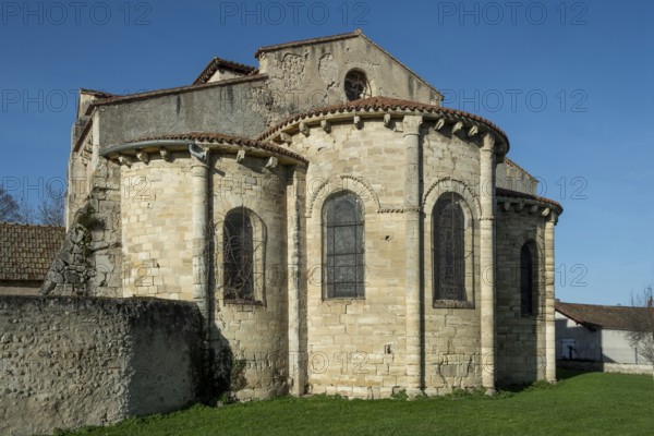 St Cyr and St Julitte's Church, roman church of Escurolles, Allier department, Auvergne Rhone Alpes, France