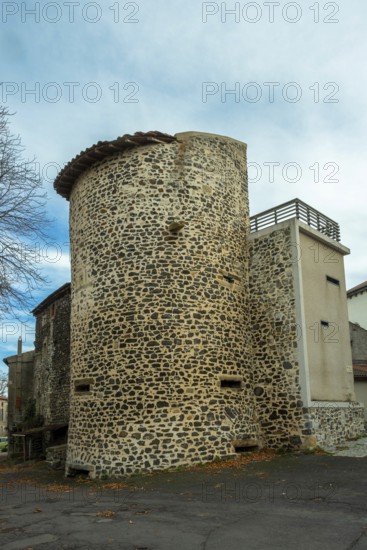 Tower of Saint Sandoux village, Puy de Dome, Auvergne Rhone Alpes, France