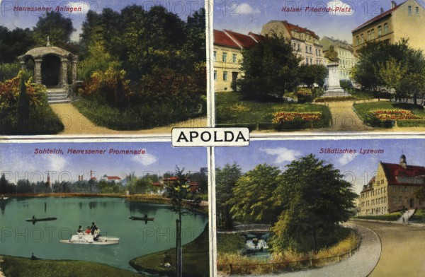 Apolda, Weimarer Land district, Thuringia, Germany, postcard, view around 1900 - 1910, historical, digital reproduction of a historical postcard, authentic, public domain, from that time, exact date unknown