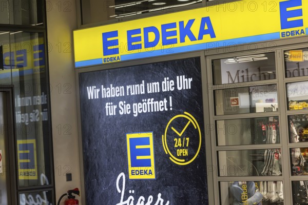 EDEKA supermarket at Stuttgart Airport. It is open around the clock, seven days a day. 24-7. Stuttgart, Baden-Württemberg, Germany