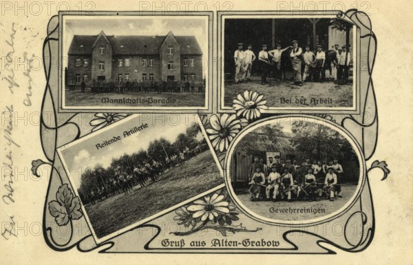 Alten-Grabow military training area, in the district of Jerichower Land in Saxony-Anhalt, postcard, view around 1900 - 1910, historical, digital reproduction of a historical postcard, authentic, public domain, from that time, exact date unknown