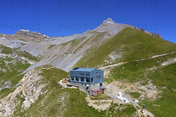 Cabane du Fenestral mountain hut on the Col du Fenestral mountain pass, Ovronnaz, Valais, Switzerland