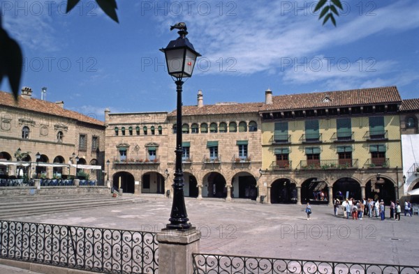 Square, street lamp, dove, Poble Espanyol, Barcelona, Spain, June 1999, vintage, retro, old, historic