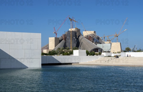 View of the Guggenheim Museum under construction, building on Saadiyat Island, Abu Dhabi, United Arab Emirates