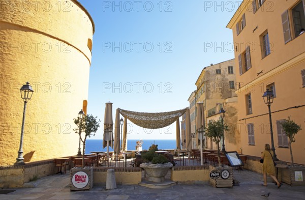 Place du Donjon or Piazza di Acorte on the citadel, old town, Bastia, Haute-Corse department, Corsica, France