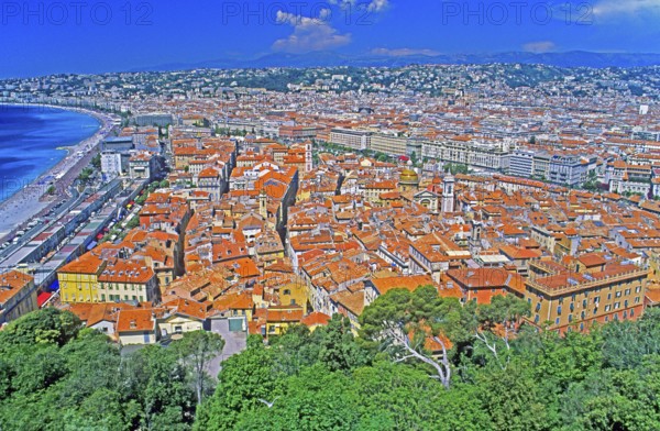View of the rooftops of Nice, Côte d'Azur, Mediterranean, southern France, June 1999, vintage, retro, old, historic