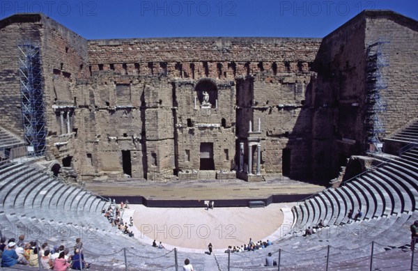 People, Roman Theatre in Orange, Provence, Southern France, June 1999, vintage, retro, old, historic