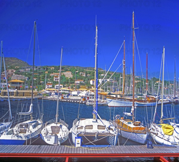 Sailboats, marina, Le Lavandou, Provence-Alpes-Côte d'Azur, Mediterranean, southern France, June 1999, vintage, retro, old, historic