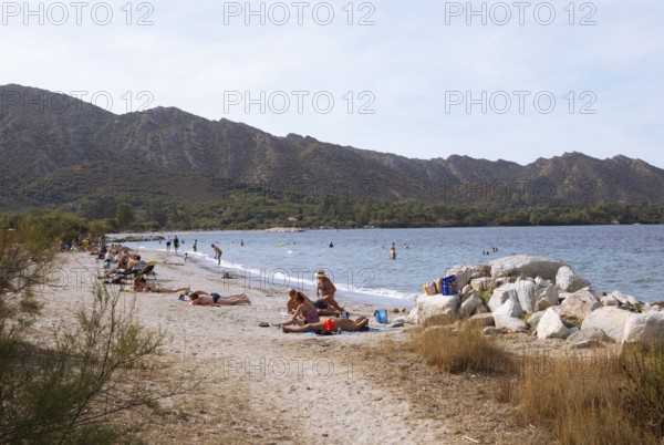 Beach or Plage de la Roya on the Gulf of Saint-Florent in the Mediterranean, Haute-Corse, Corsica