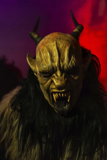 Krampus, fog, murmuring, winter, Waldburg Castle, Waldburg, Allgäu, Baden-Württemberg, Germany