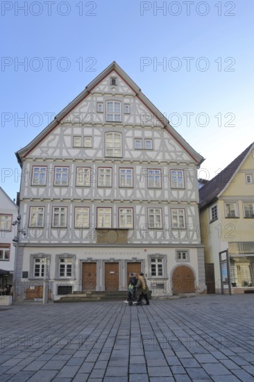 Historical half-timbered house and natural history museum and former Old Lyceum, Reutlingen, Swabian Jura, Baden-Württemberg, Germany