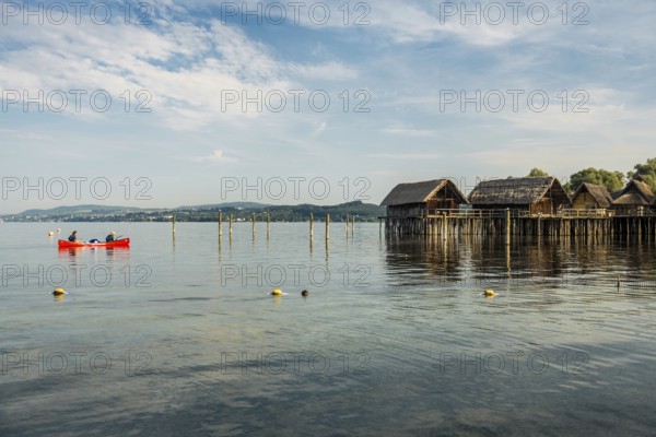 Stilt houses, Unteruhldingen stilt building museum, UNESCO cultural heritage, Uhldingen-Mühlhofen, Lake Constance, Baden-Württemberg, Germany