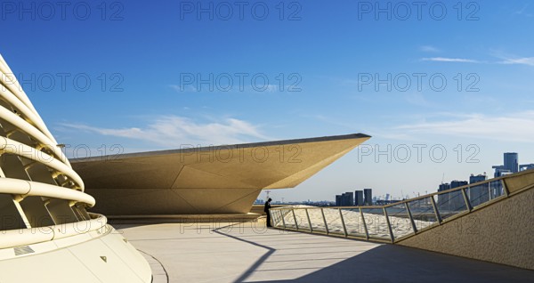 Zayed National Museum in Abu Dhabi, memorial to the late Zayed bin Sultan Al Nahyan, the museum is the heart of the cultural district on Saadiyat Island, way to the platform on the roof of the museum, Abu Dhabi, United Arab Emirates
