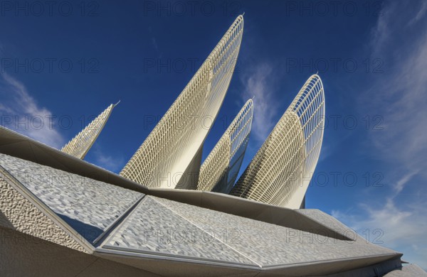 Zayed National Museum in Abu Dhabi, memorial to the late Zayed bin Sultan Al Nahyan, the museum is the heart of the cultural district on Saadiyat Island, Abu Dhabi, United Arab Emirates