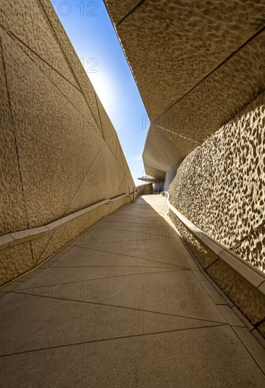 Zayed National Museum in Abu Dhabi, memorial to the late Zayed bin Sultan Al Nahyan, the museum is the heart of the cultural district on Saadiyat Island, way to the platform on the roof of the museum, Abu Dhabi, United Arab Emirates