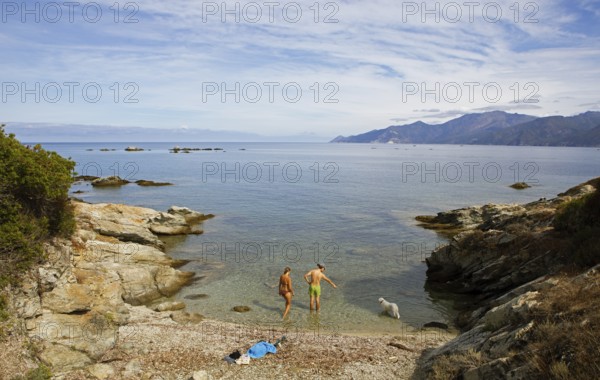 Desert des Agriates or Agriates desert on the Gulf of Saint-Florent in the Mediterranean, Haute-Corse, Corsica