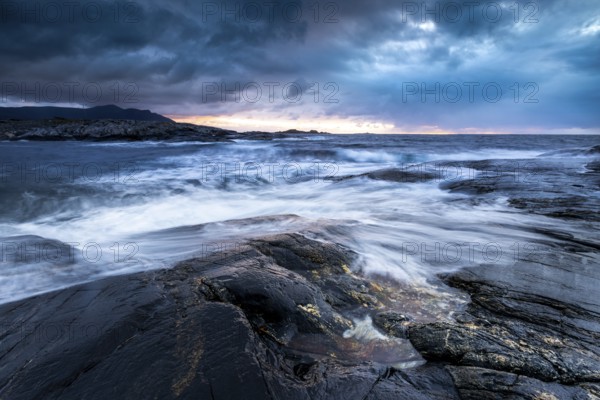 Water on the rocky coast on the Atlantic Road, Atlanterhavsveien, Karvag, Vevang, west coast, Norway
