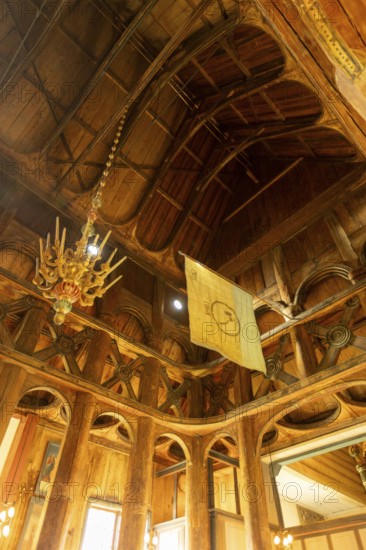 Interior of Lom Stave Church (Lom stavkyrkje), Lom, Norway