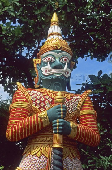 Temple guard statue at the Big Buddha statue on the island of Ko Samui, Thailand, December 2002, vintage, retro, old, historic