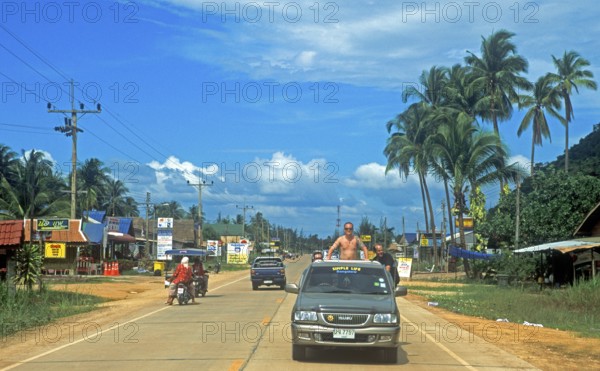 Road traffic on the island of Ko Lanta, Thailand, December 2002, vintage, retro, old, historic