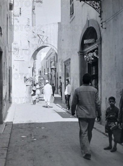 Narrow alleyway street in old town Medina, Tripoli, Libya, North Africa 1956