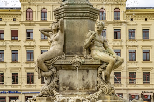 The Muschelminna fountain or Toberentzbrunnen at Postplatz in Görlitz, Upper Lusatia, Saxony, Germany