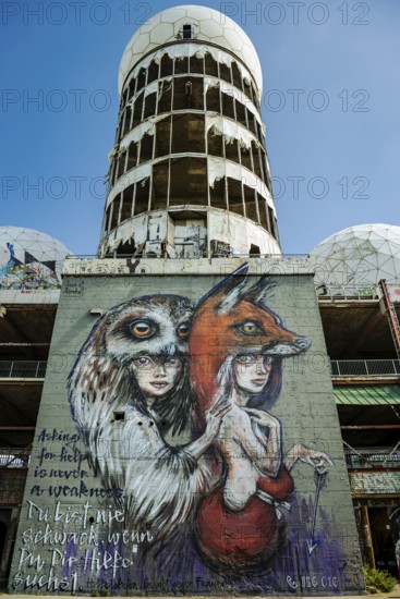 Graffiti on the former US eavesdropping facility on Teufelsberg in Grunewald, Berlin, Germany