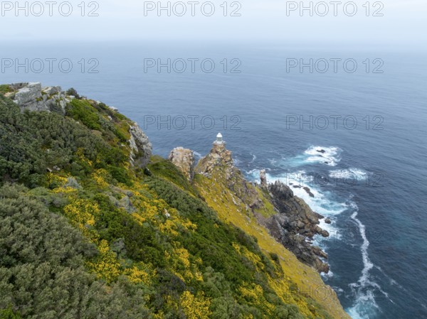 Cliffs and sea at Cape of Good Hope, Cape Point Lighthouse, Cape Peninsula, Cape Point Nature Reserve, Cape Town, South Africa