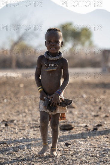 Himba child, traditional Himba village, Kaokoveld, Kunene, Namibia