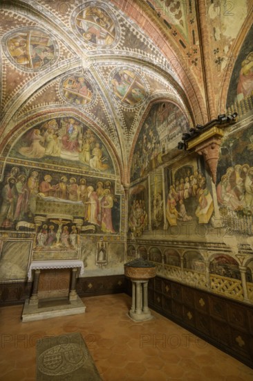 15th century frescoes in St. Catherine's Chapel, Collegiata di Santa Maria Assunta, Castell'Arquato, Province of Piacenza, Italy
