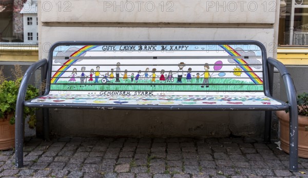 Good mood bench in the city center of Fulda, Hesse, Germany
