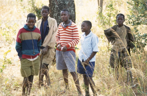 Boys on the roadside, Zambia, Africa, June 2000, vintage, retro, old, historic