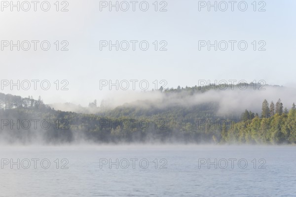 Hennesee, morning fog, Hennetalsperre, Sauerland-Rothaargebirge nature park Park, North Rhine-Westphalia, Germany