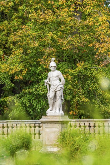 Stone sculpture in the castle park of Wiepersdorf Castle, Wieperdorf, Fläming, Brandenburg, Germany
