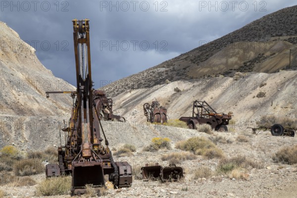Tonopah, Nevada - The Tonopah Historic Mining Park. Mining began here in 1900 with the discovery of silver, and continued until 1948. Tourists now explore the 113-acre site, which is operated by a nonprofit foundation