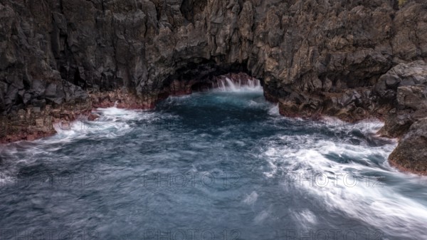 Waves and rocks, coast near Porto Moniz, Madeira, Portugal