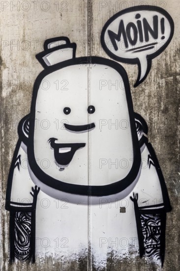 Graffiti, hello, good morning, dialect on St. Saint Pauli, Hamburg